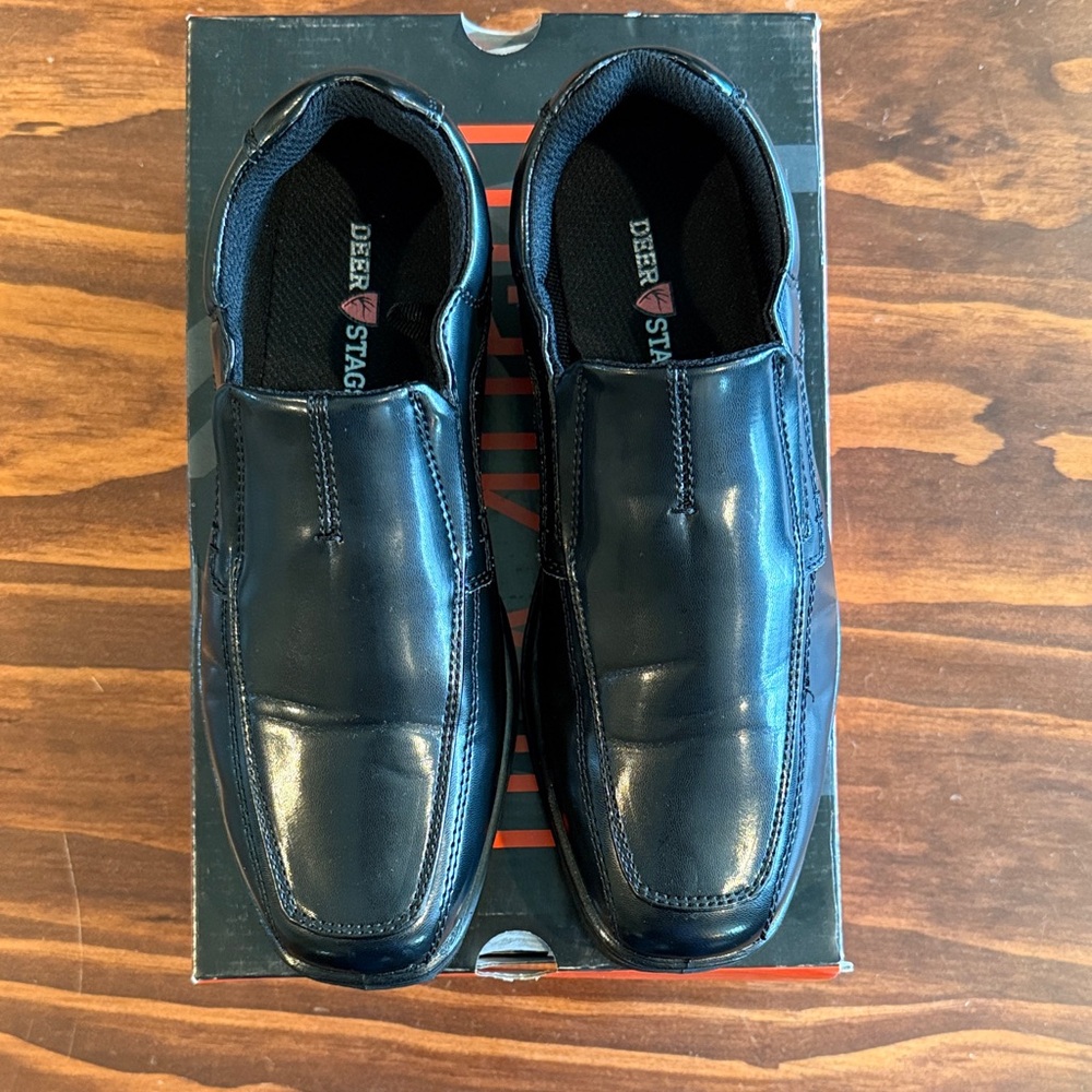 Deer Stags Black Kids Dress Shoes